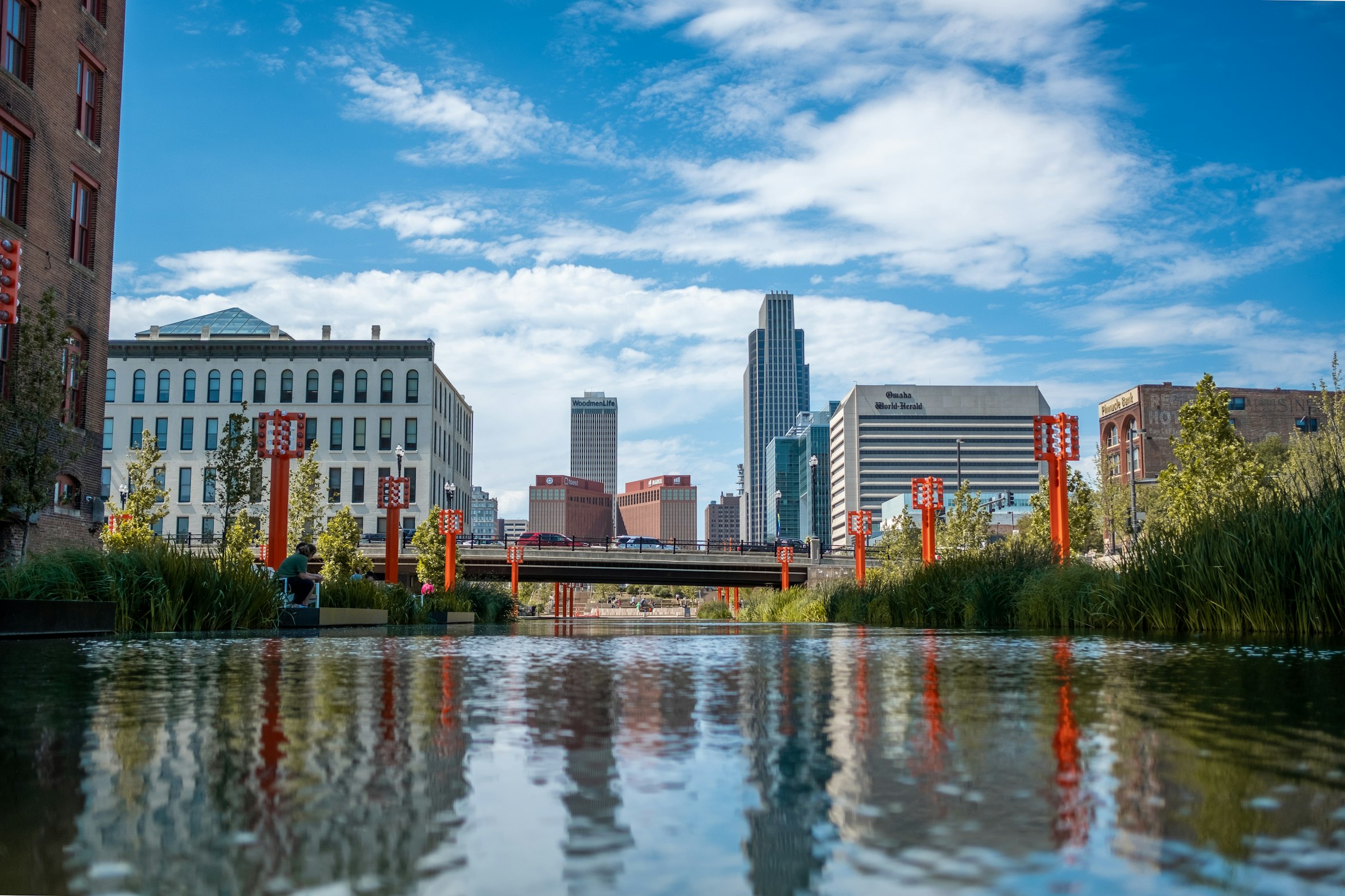 Omaha skyline reflected over water